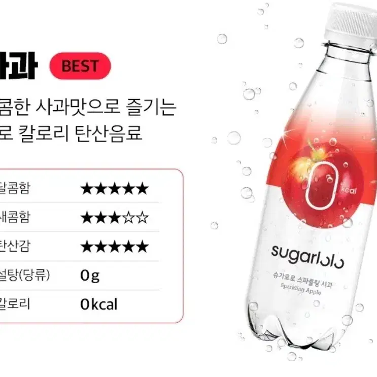 슈가로로 스파클링 사과 음료 350ml 24개