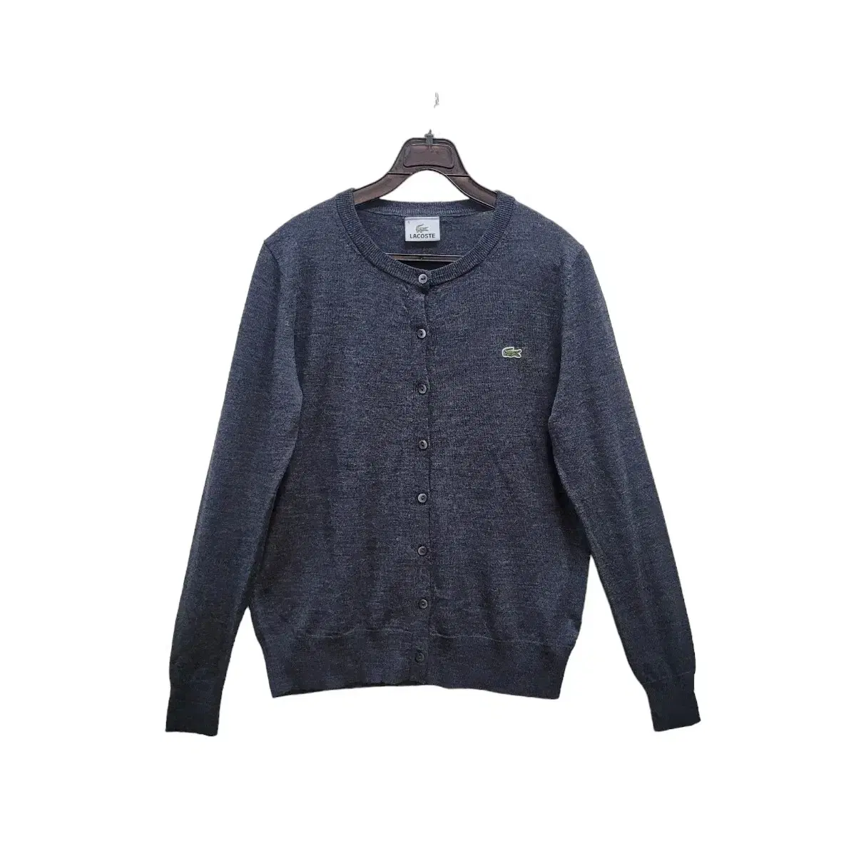 Genuine Lacoste thin, lightweight and warm charcoal-colored silky cardigan made in Japan