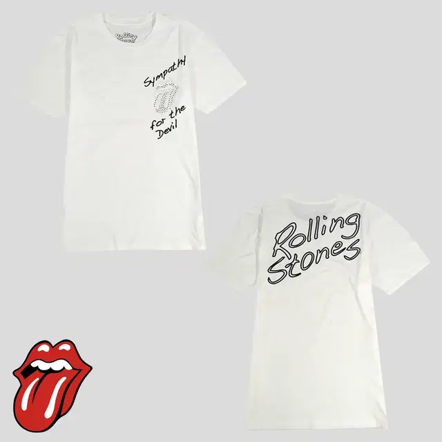 Rolling Stones 롤링스톤즈 화이트 스펠아웃 프린팅 로고 핫픽스