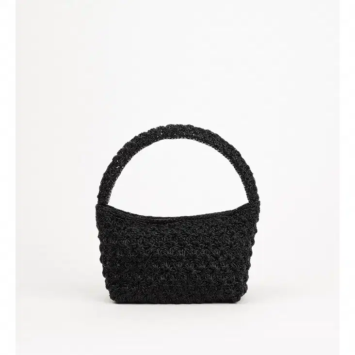 lemels square knit mini black bag