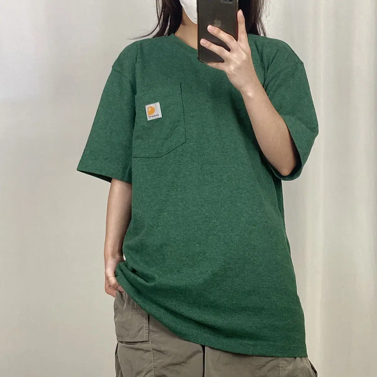 Calhart Green Loose-fitting Pocketed Vahn Tee S .240816