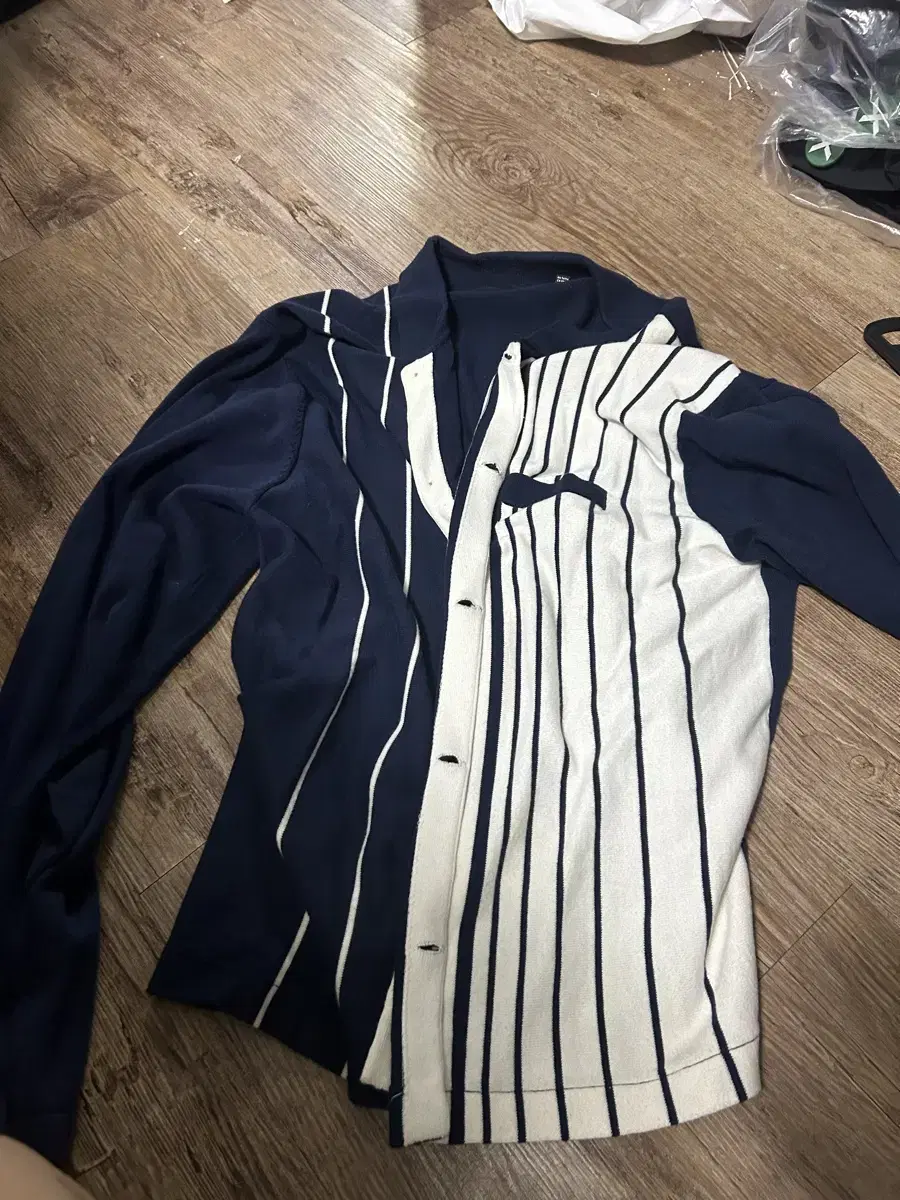 Stussy Knit Cardigan Navy White XL