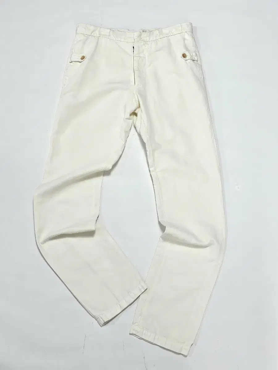 Maison Margiela Buttoned white linen pants