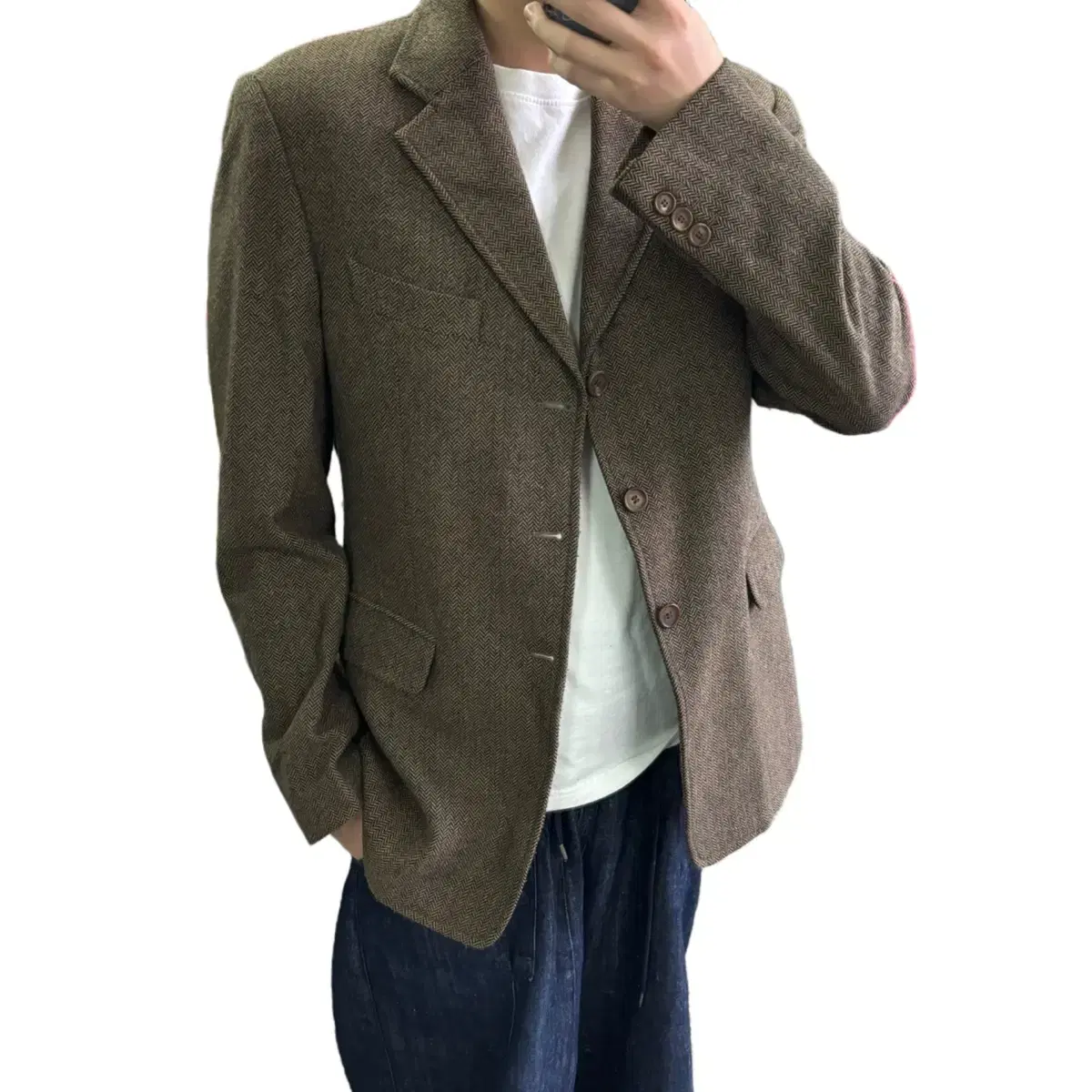 100 yen dark brown herringbone blazer