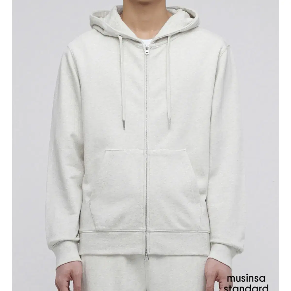 Unstructured Hooded Sweat Zip Up Oatmeal