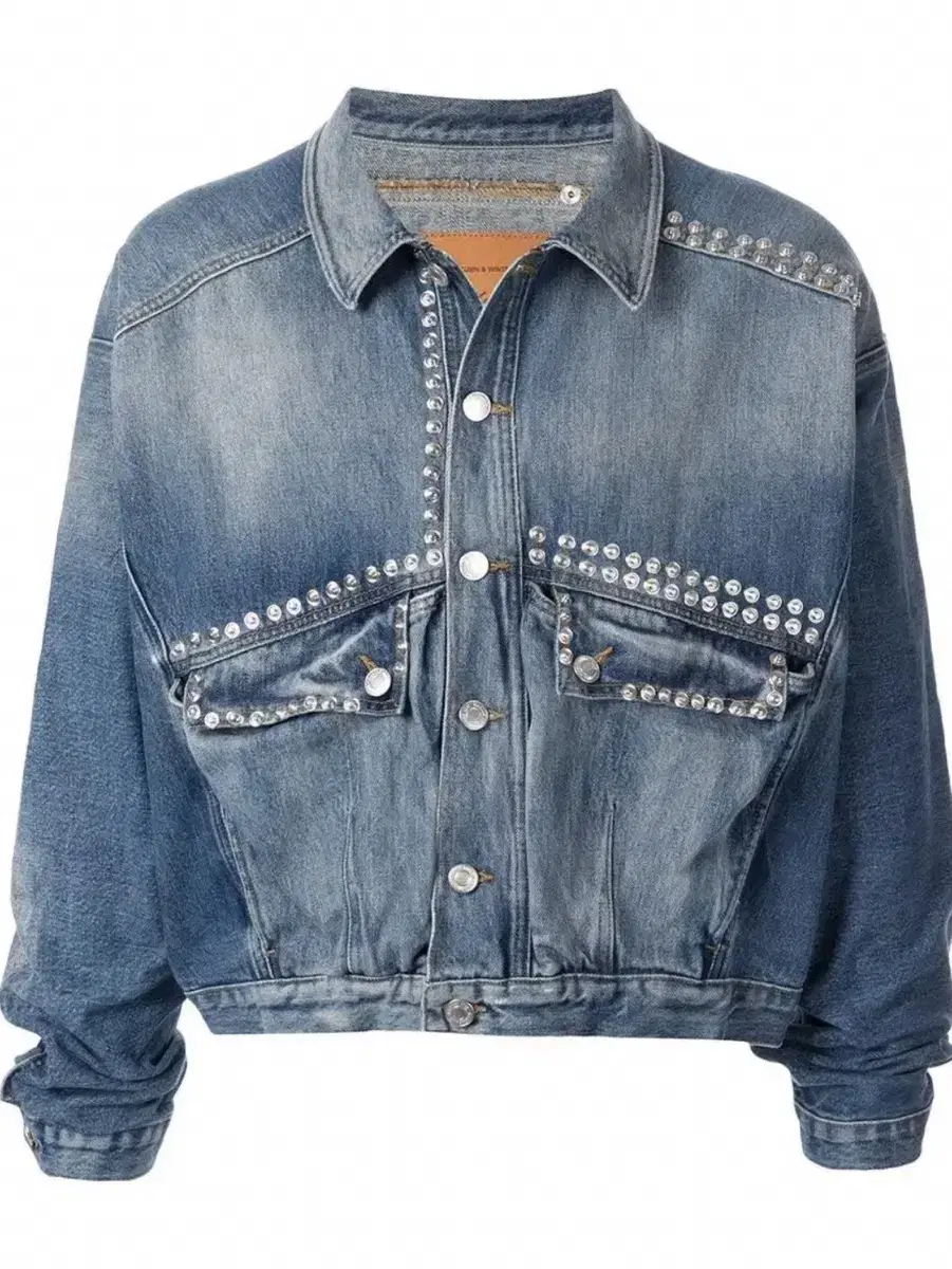 Martin Rose Studded Cropped Denim Jacket