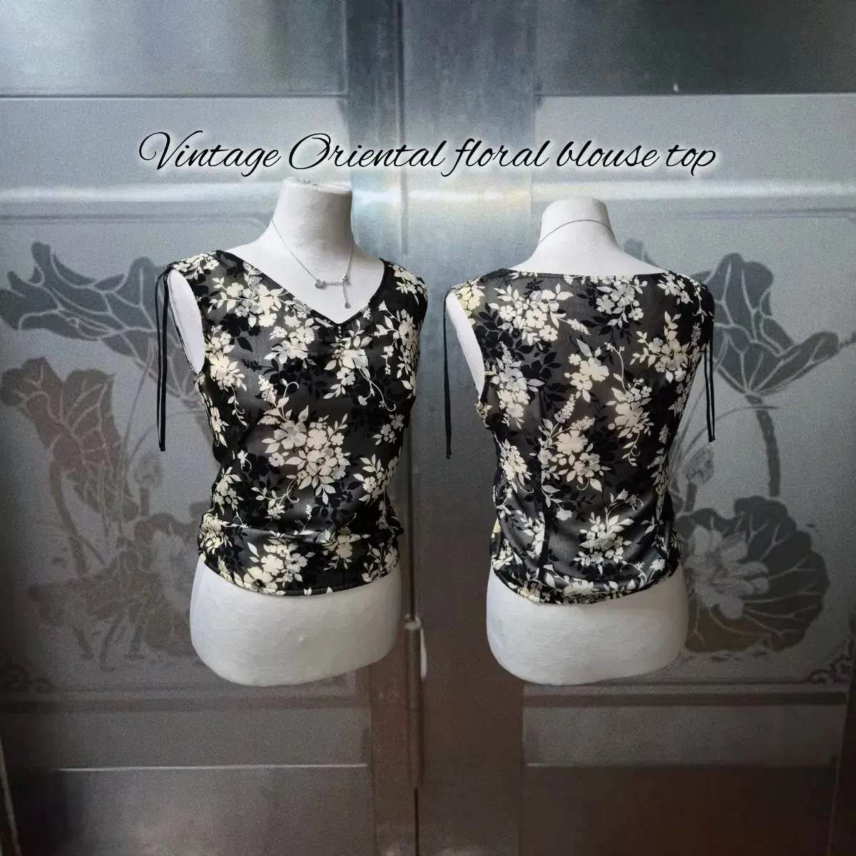 Vintage Oriental floral blouse top