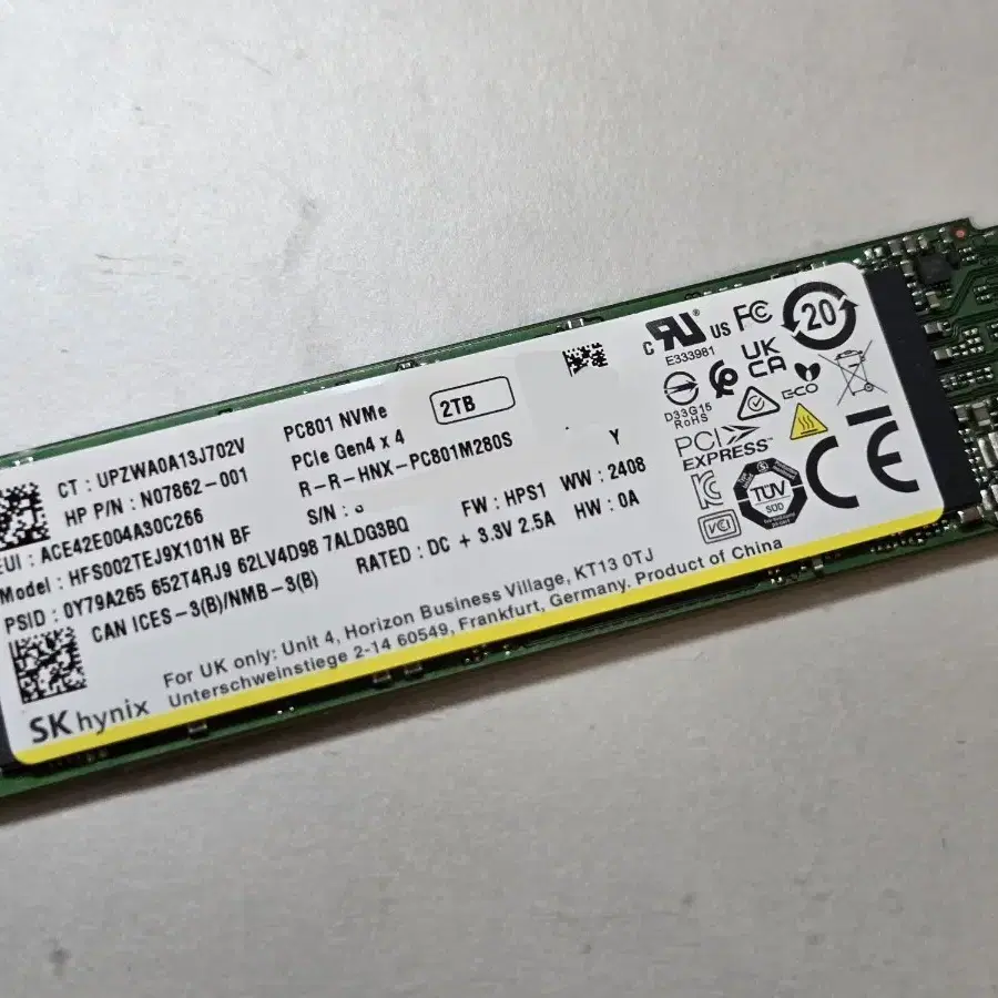 [16.5만]SK 하이닉스 SSD PC801 2TB(P41 OEM)새상품