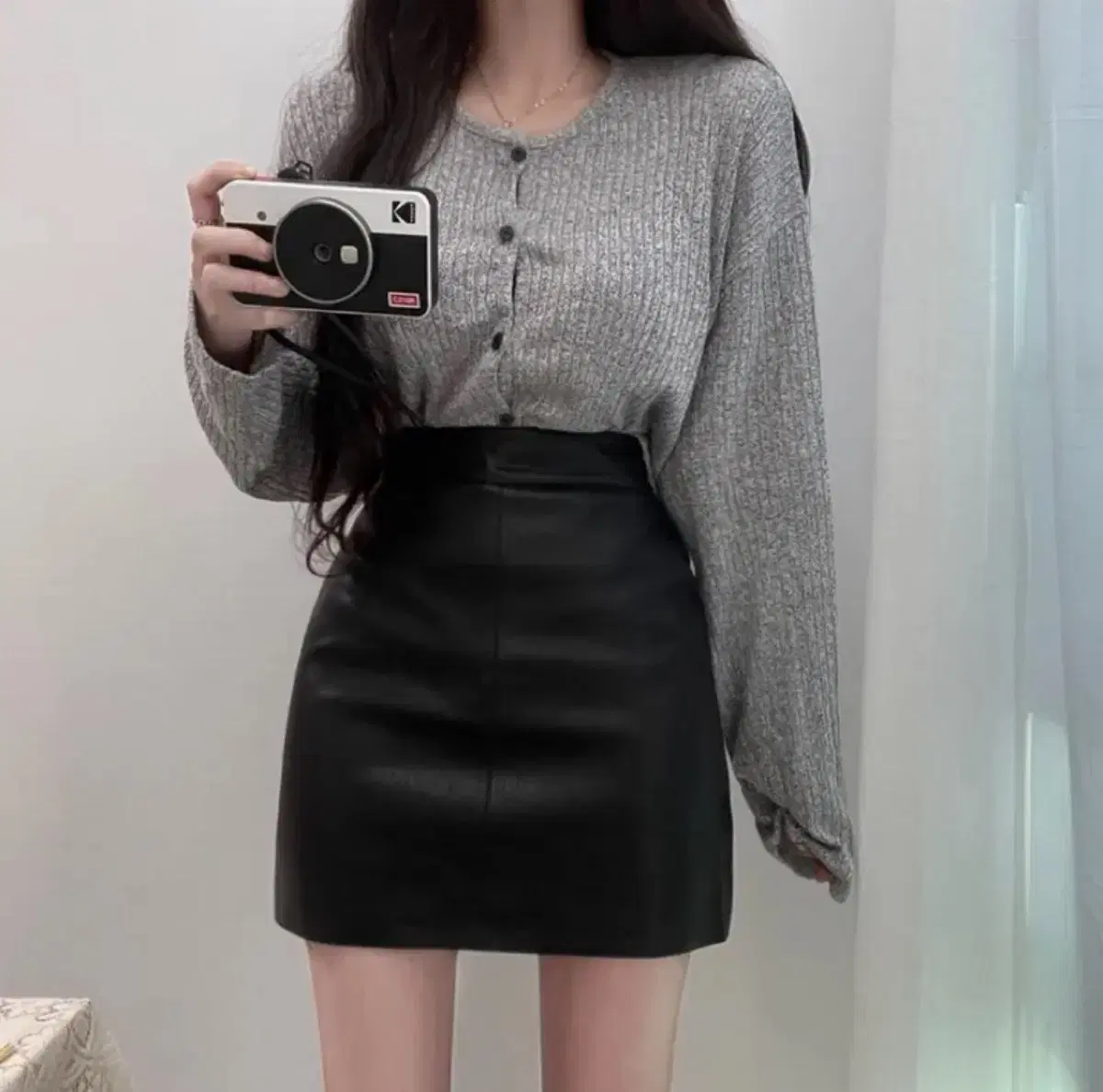 High-waisted A-line skirt