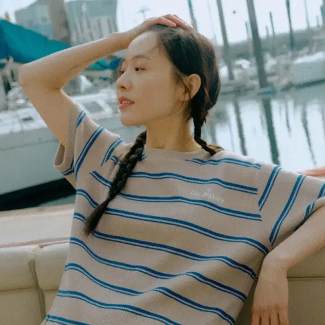 콜미베이비 baby rib stripe cropped tee