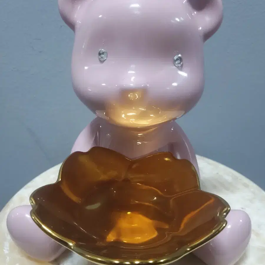 핑크 Bear Tray 도자기인형