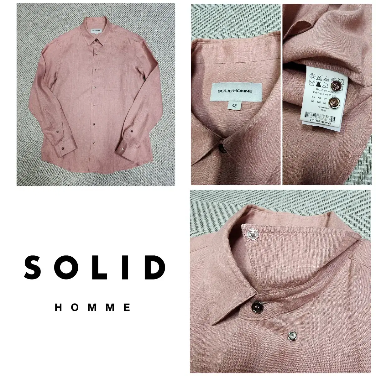 (Genuine) Solid Homme Linen Shirt / 48