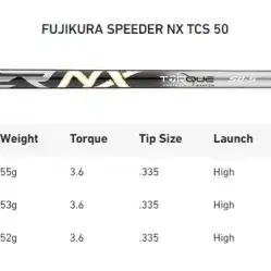 스피더 NX TCS 50 S  US Qi10 드라이버 스탁샤프트  신품