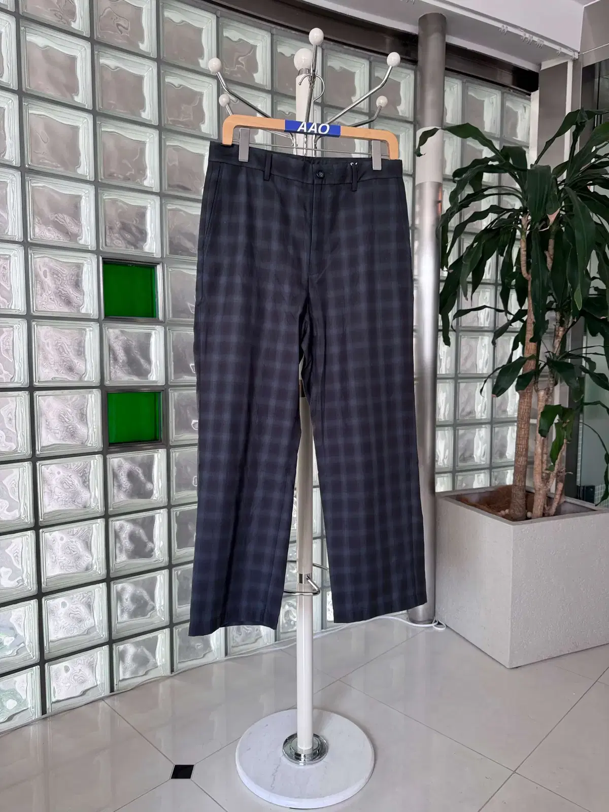 beams wide check pants 빔즈 빔스 와이드 체크팬츠