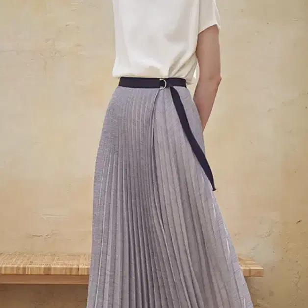 아쿠드 롱스커트 Marta Stripe Pleats Wrap Skirt