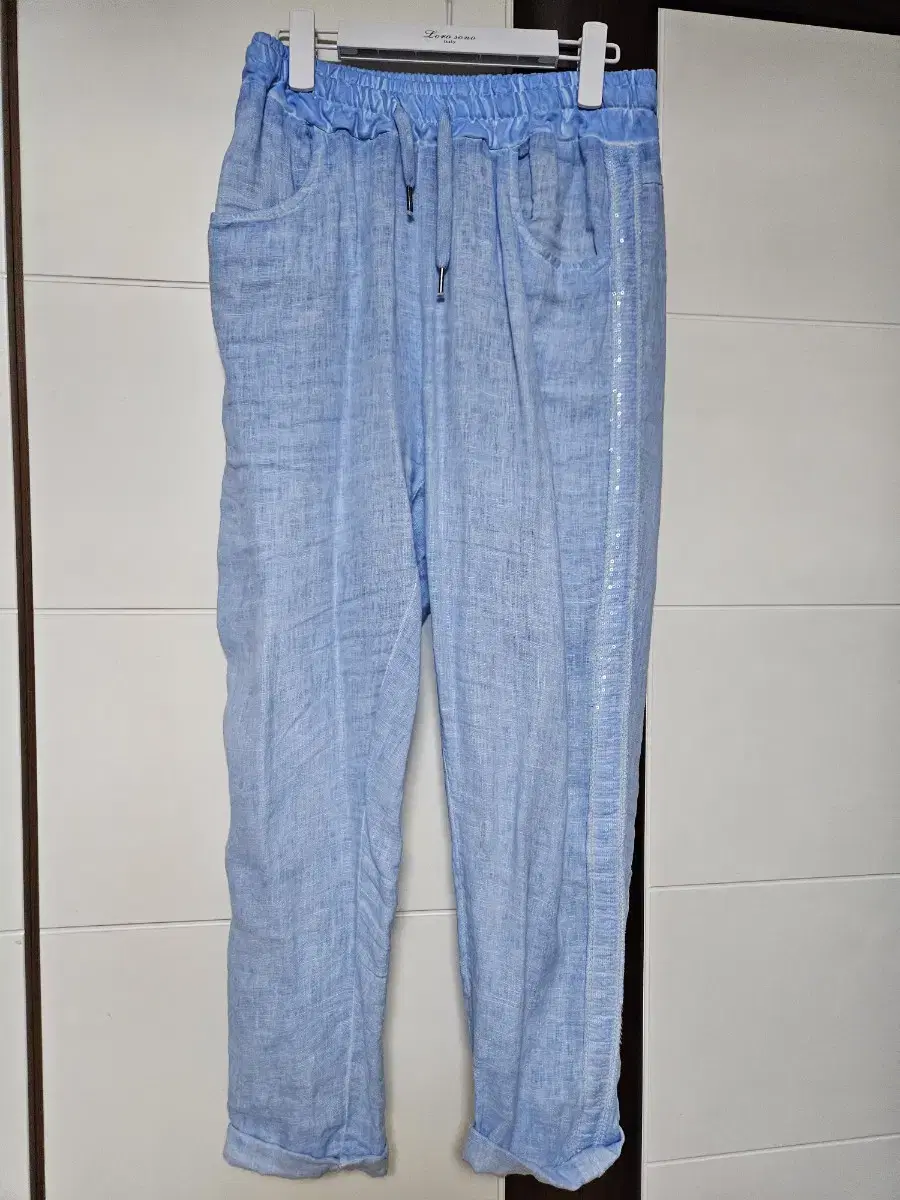 Loro Piana linen sky blue pants