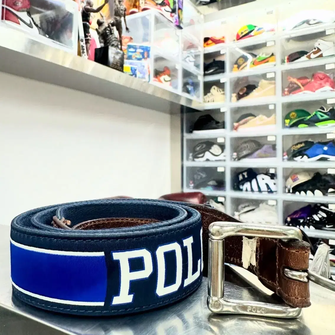 폴로 벨트 POLO SPELLOUT CANVAS LEATHER BELT