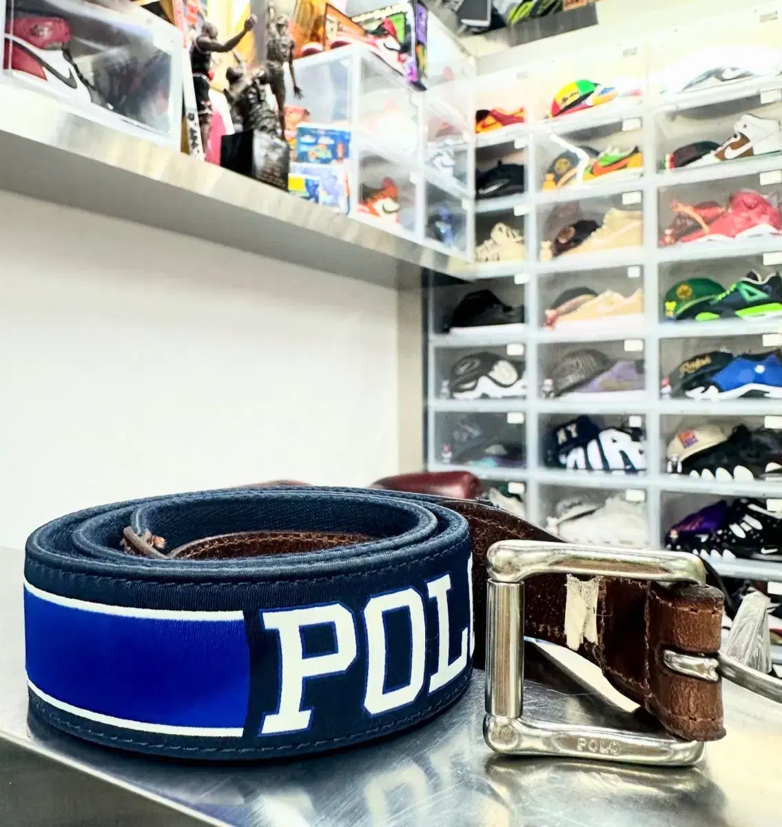 폴로 벨트 POLO SPELLOUT CANVAS LEATHER BELT