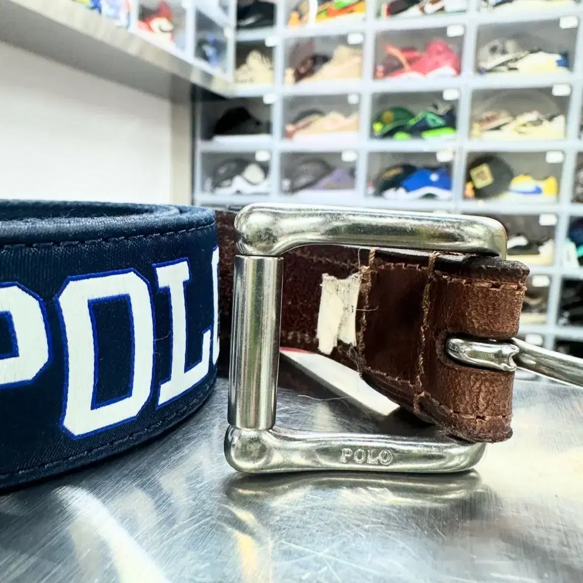 폴로 벨트 POLO SPELLOUT CANVAS LEATHER BELT