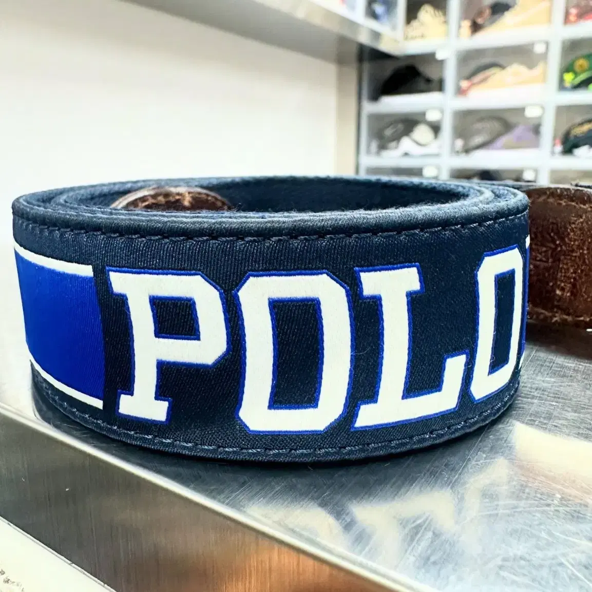 폴로 벨트 POLO SPELLOUT CANVAS LEATHER BELT