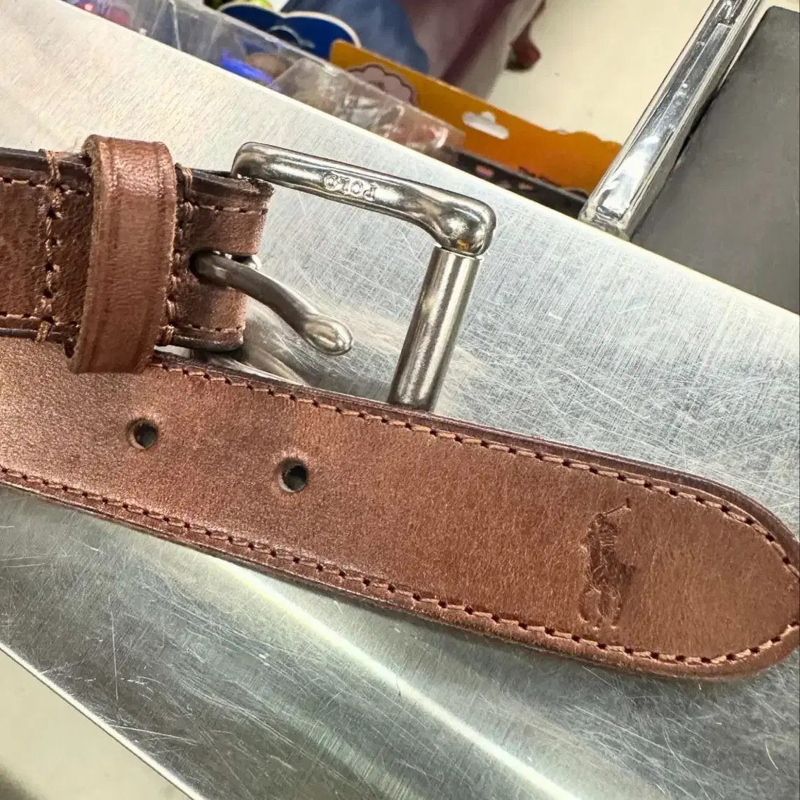 폴로 벨트 POLO SPELLOUT CANVAS LEATHER BELT