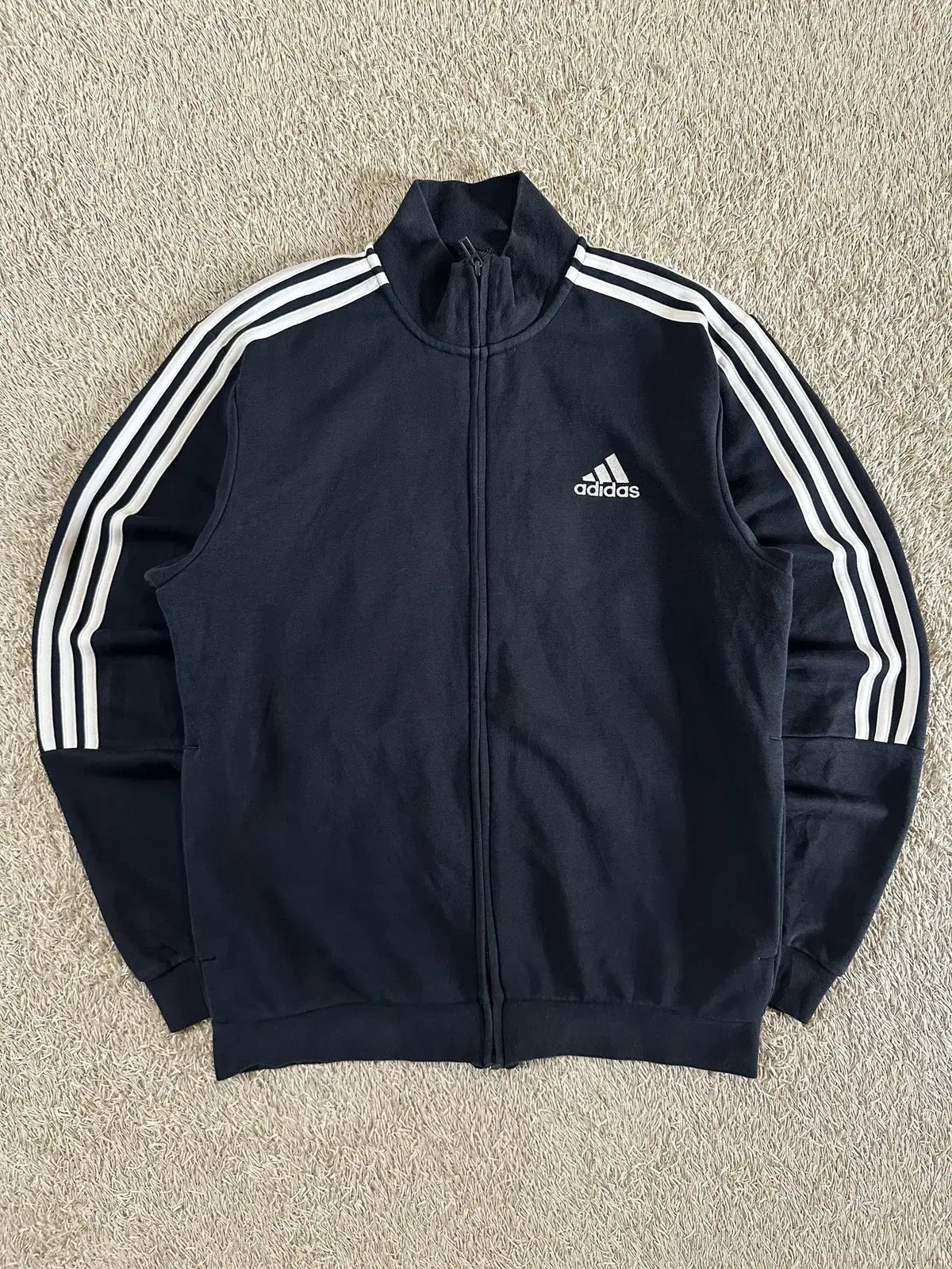 [L] Adidas ADIDAS Triangle Logo Cotton Tracktop Jersey Navy