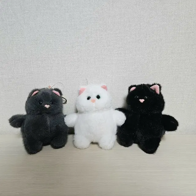 뚱보 고양이 가방고리 키링 (검은색 & 회색 & 흰색)