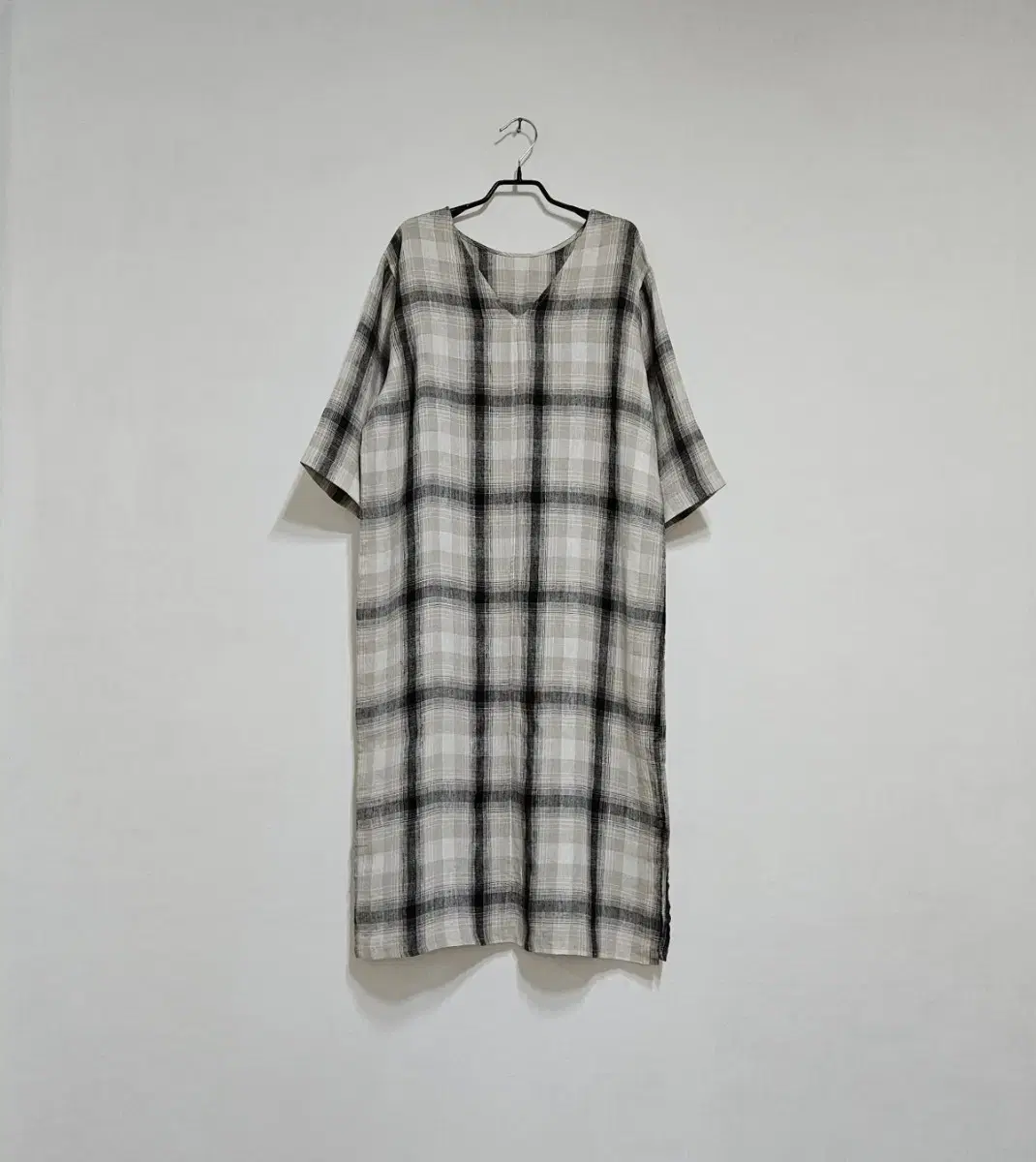 linen check long onepiece