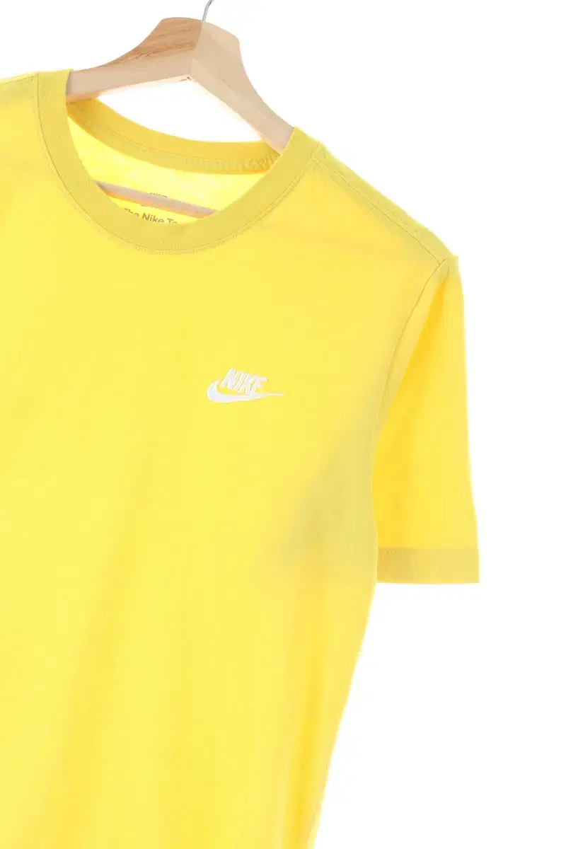 (S) Nike Short Sleeve T-Shirt Yellow Cotton Old School Basic Fit - EA94