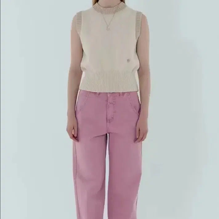 마리떼 W COULEUR DENIM PANTS pink 팬츠(새제품)