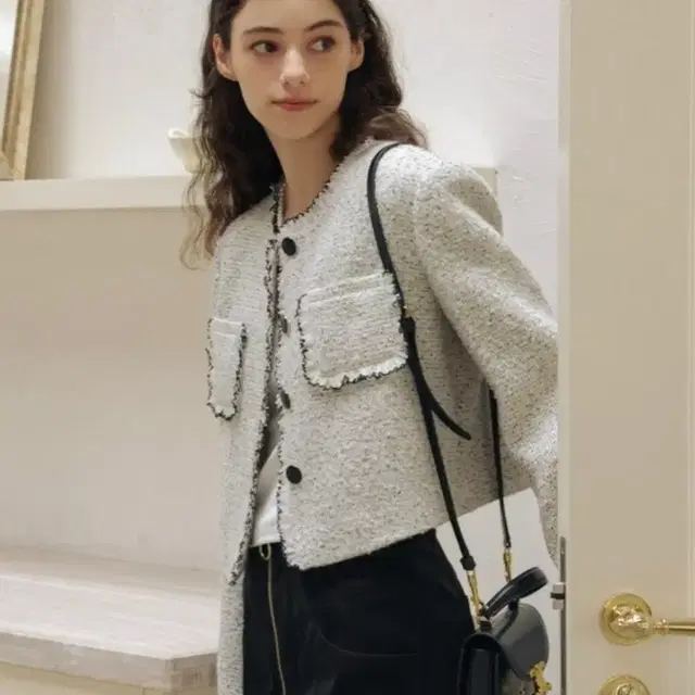 던드롭 DD_Gray woven wool short jacket