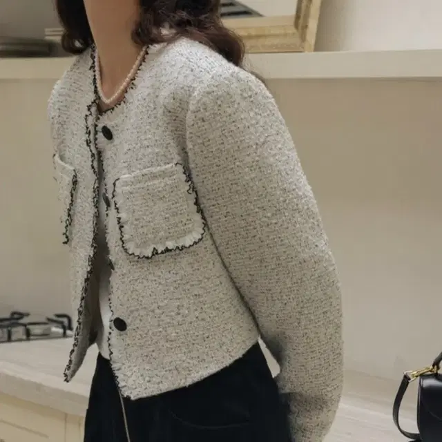 던드롭 DD_Gray woven wool short jacket