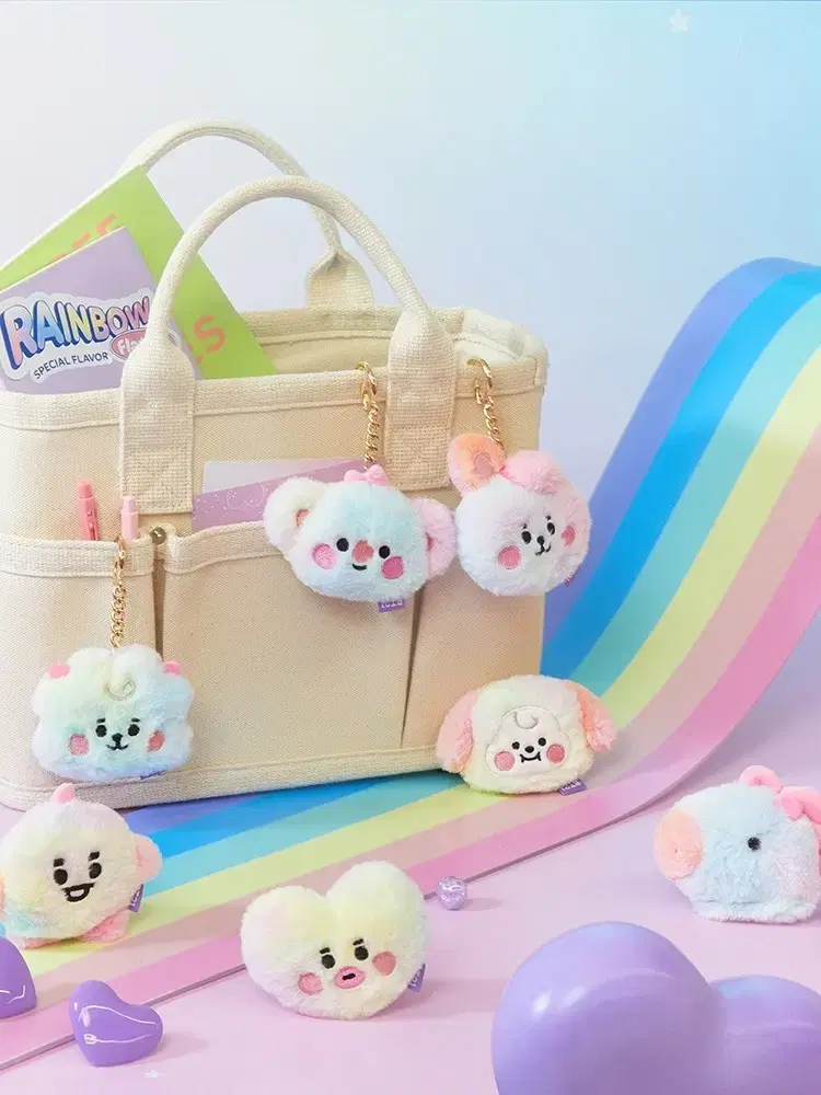 Line Friends BT21 BABY Rainbow Flappers Face Backcham RJ R.J.