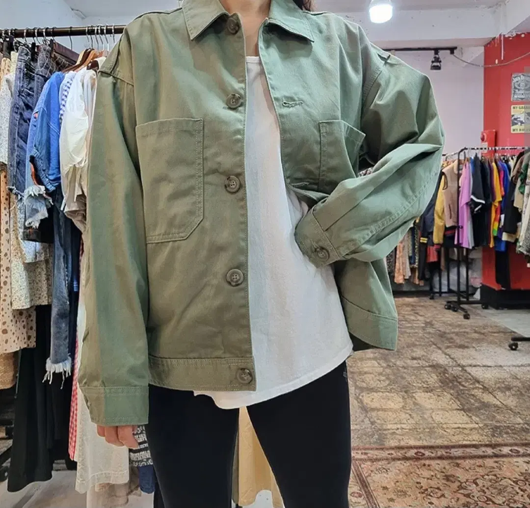 GU Khaki Cotton Blend Military Jacket