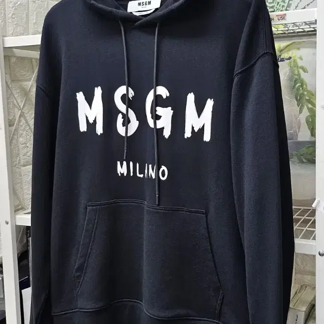 MSGM 남성 후드티 21FW 밀라노로고 블랙 (M) MI97