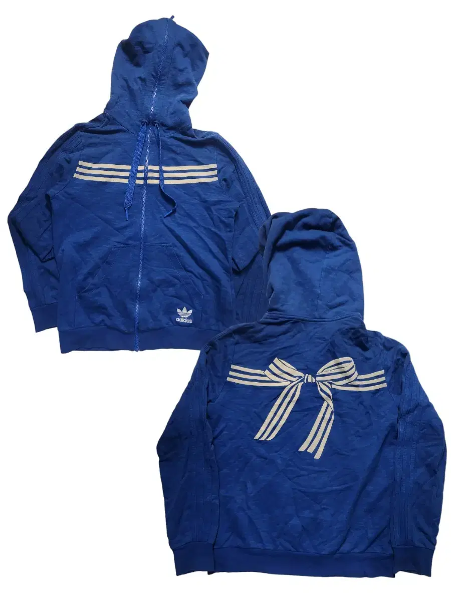 00s Adidas bloo Ribbon Hooded Zip-Up Jersey L