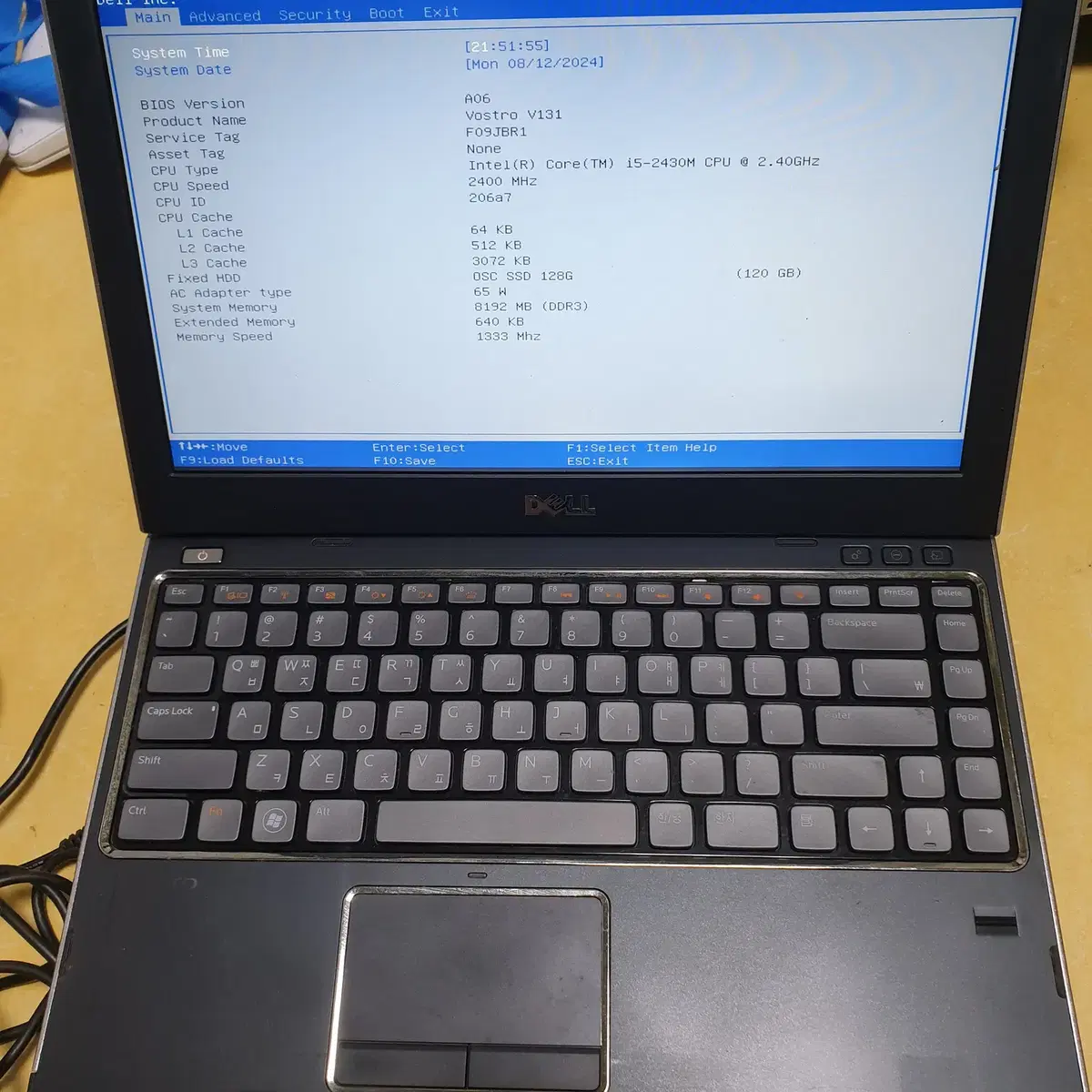 노트북 델VOSTRO V131 i5 2430램8g ssd128g 10만원