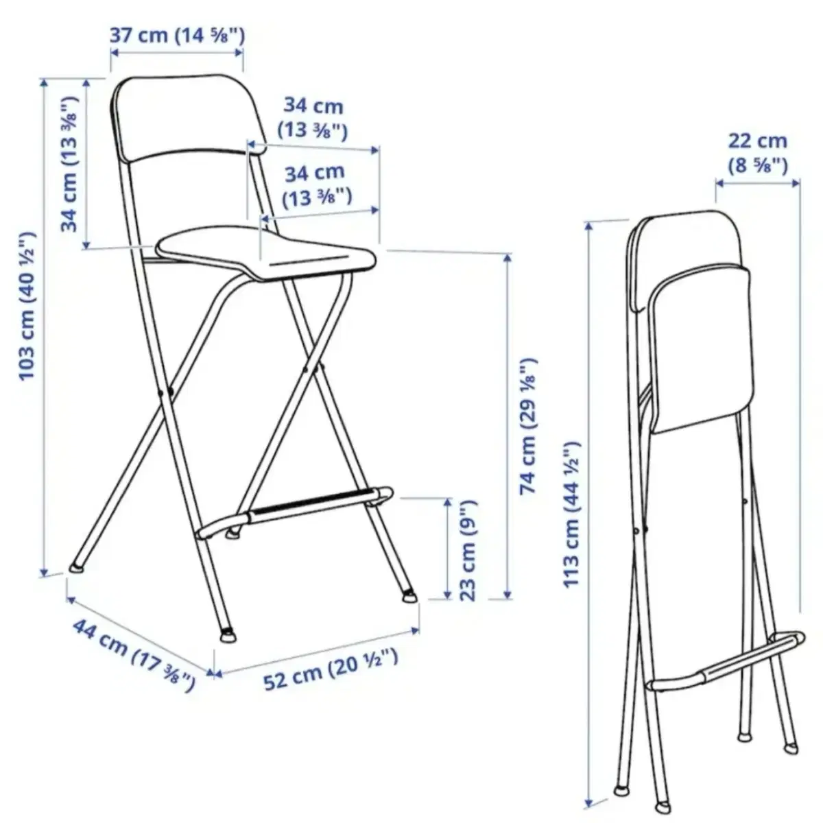 이케아 프랭클린 접이식 바스툴 74cm 2개