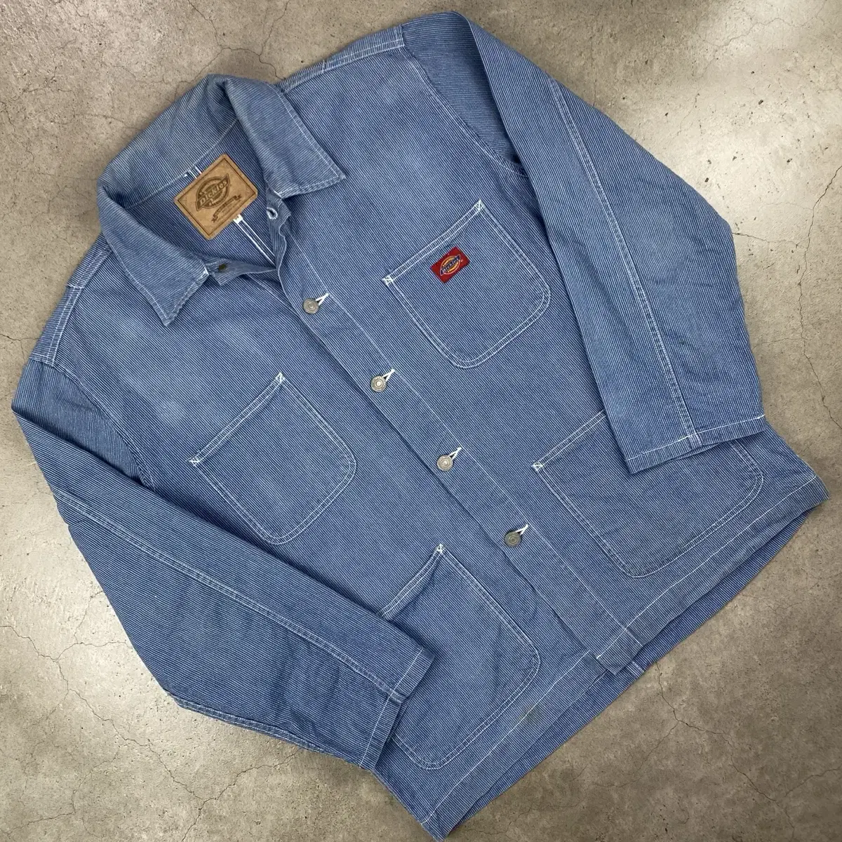 Dickies Logo Pocket Hickory Stripe Jacket with Pockets