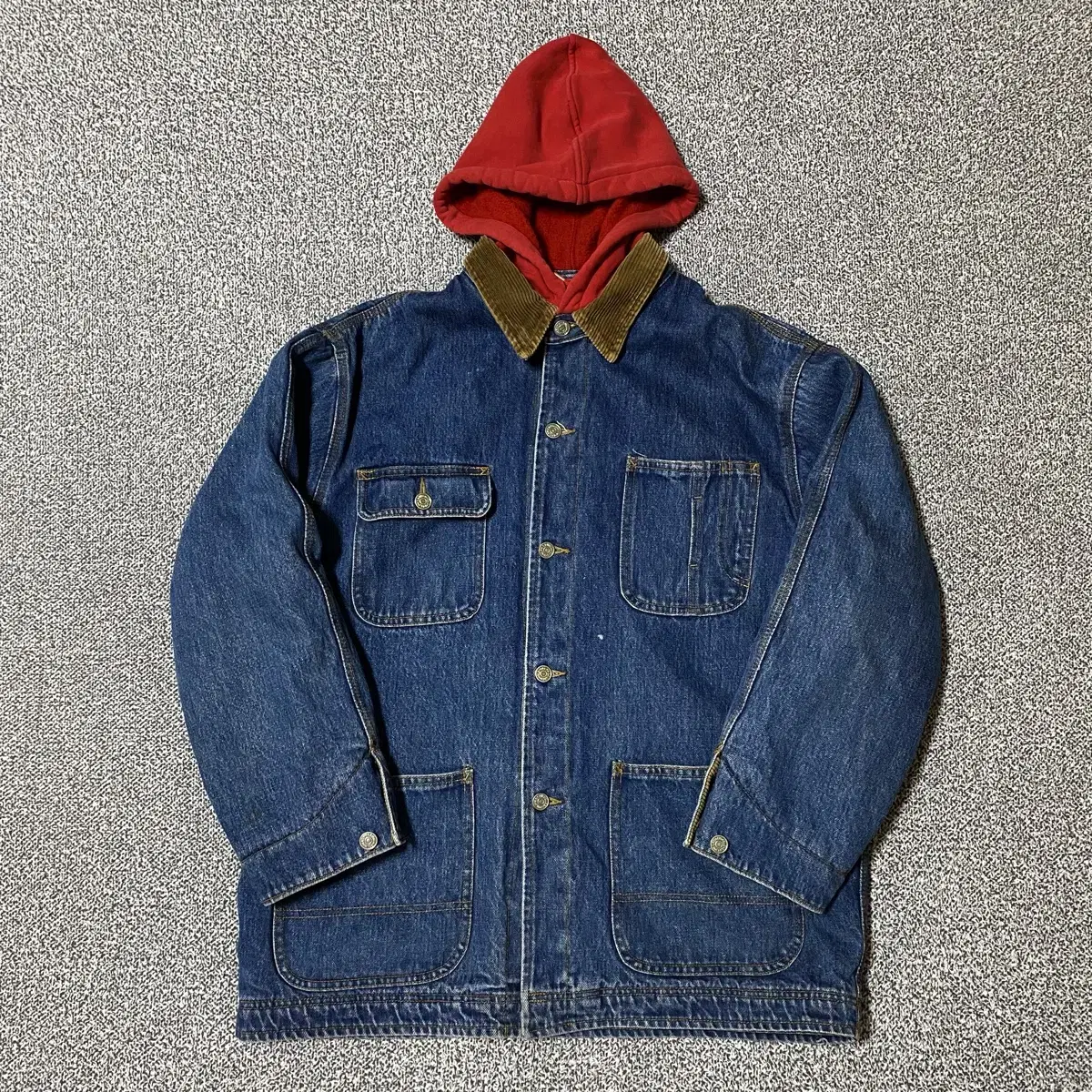 Polo Country Red Hoodie Denim Chooser Jacket M