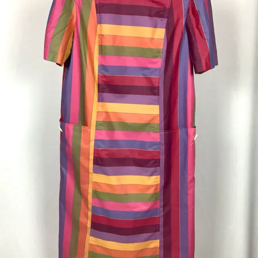 LUFINE Pink Rainbow Striped Long Dress