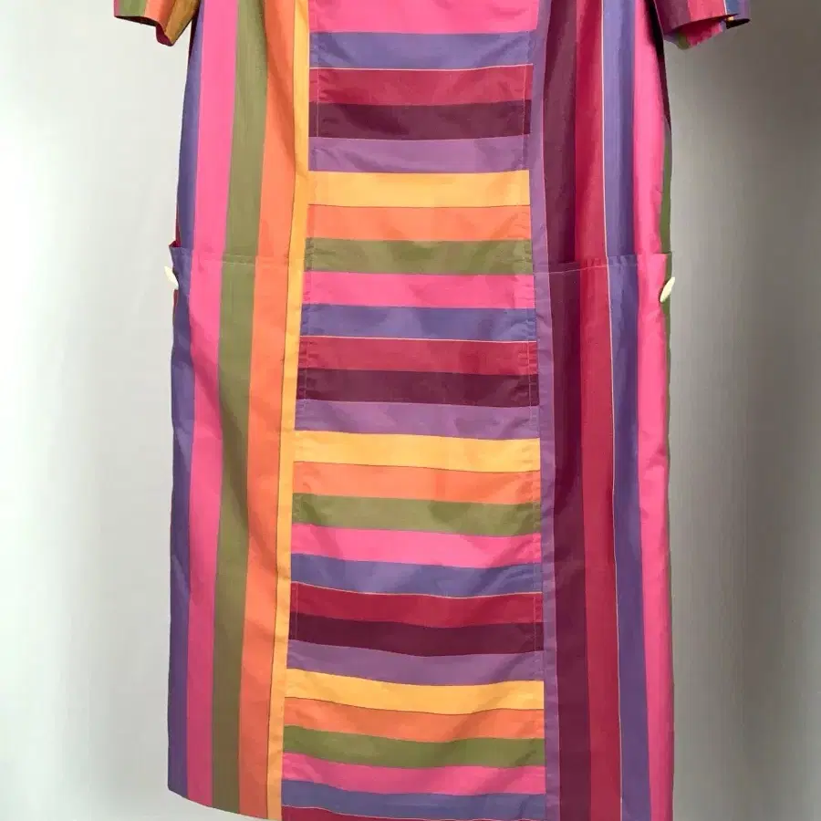 LUFINE Pink Rainbow Striped Long Dress