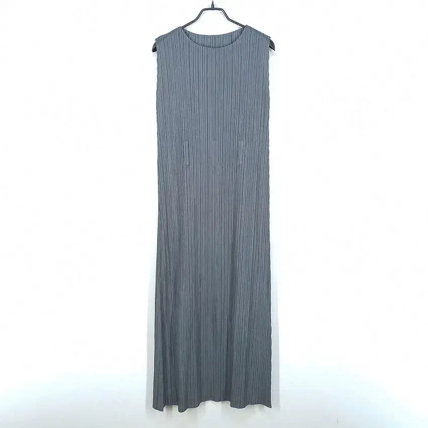 Vintage Women's Pleated Sleeveless Long ONEPIECE Gray (HU33411)