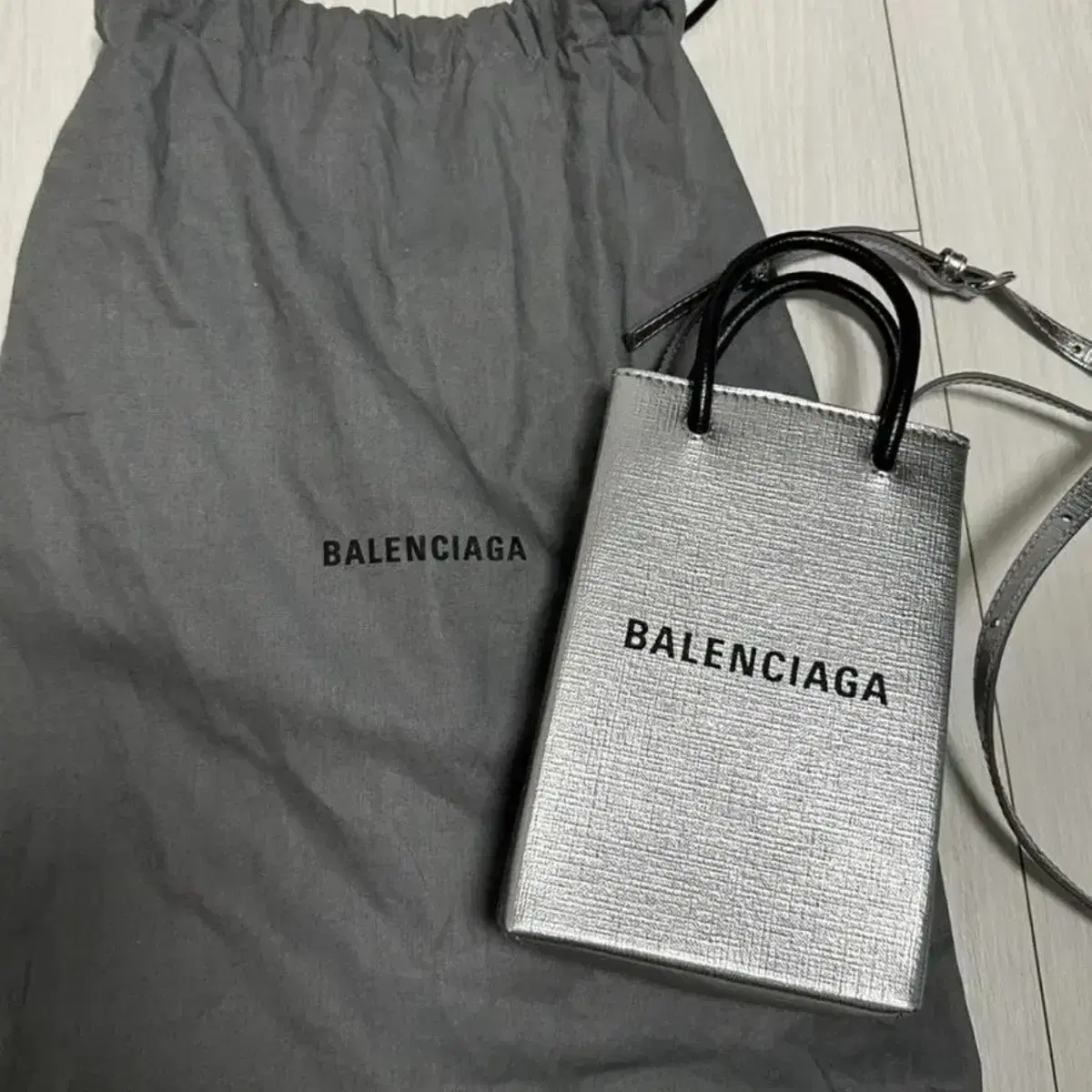 Balenciaga Phone Holder Bag Silver