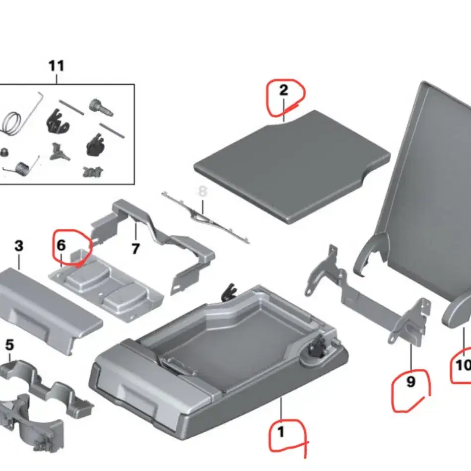 bmw F10 뒷좌석 팔걸이 부품 팝니다