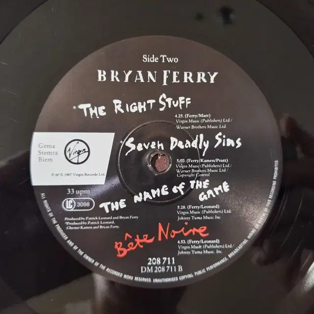 수입반/Bryan Ferry - Bete Noire LP