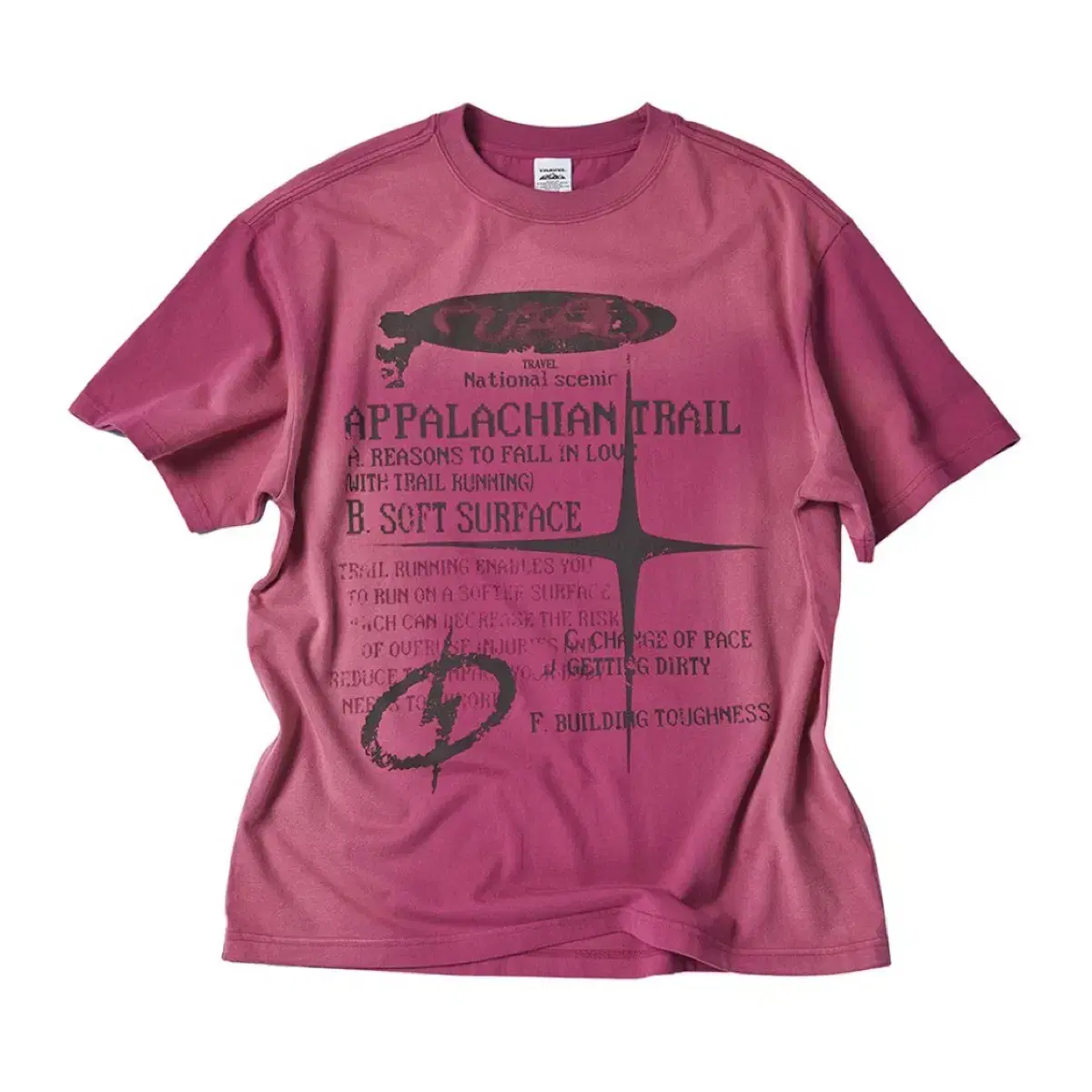 Travel Reason Trail Spray-Washed Short Sleeve Tee Magenta M