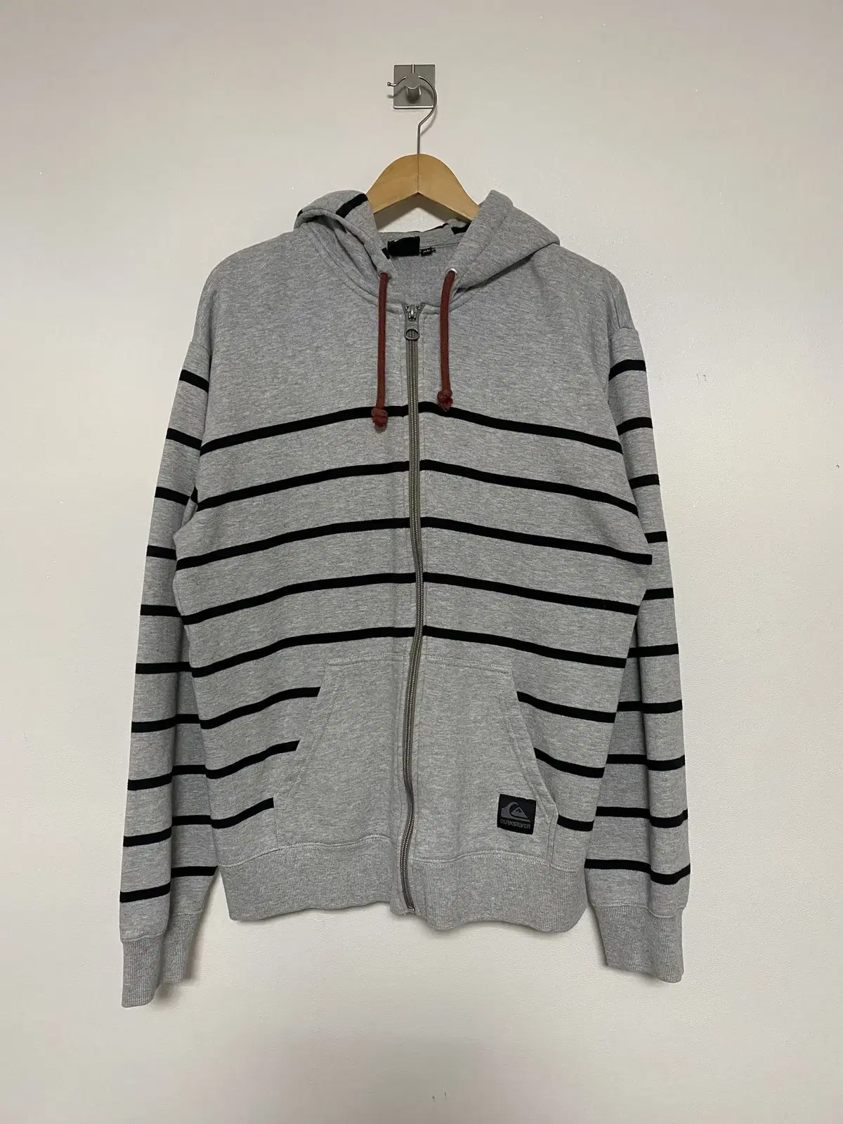 1621. Quicksilver Stripe Hooded Zip-up Jacket Gray/XL