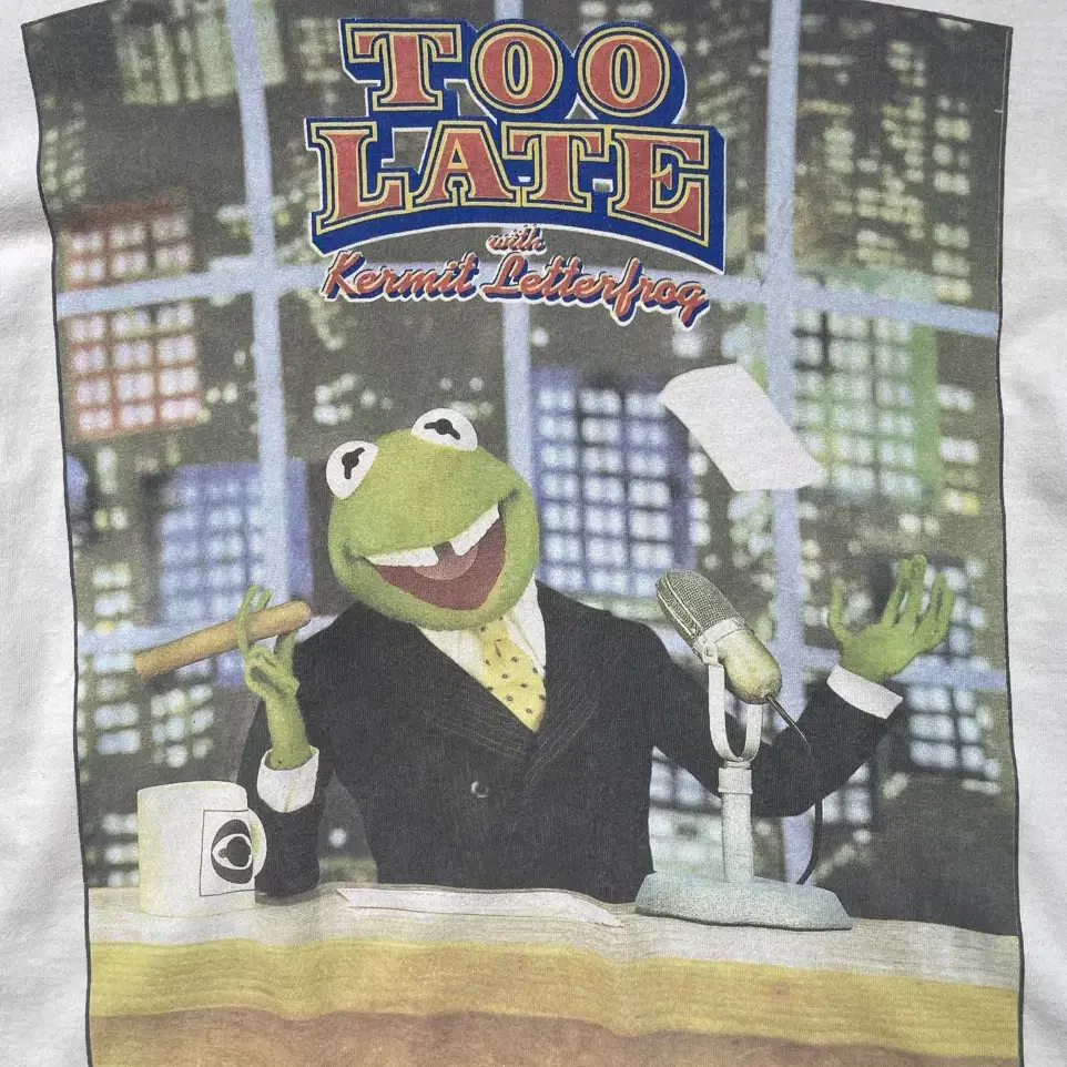 90s kermit(커밋) 패러디 티셔츠 (L)