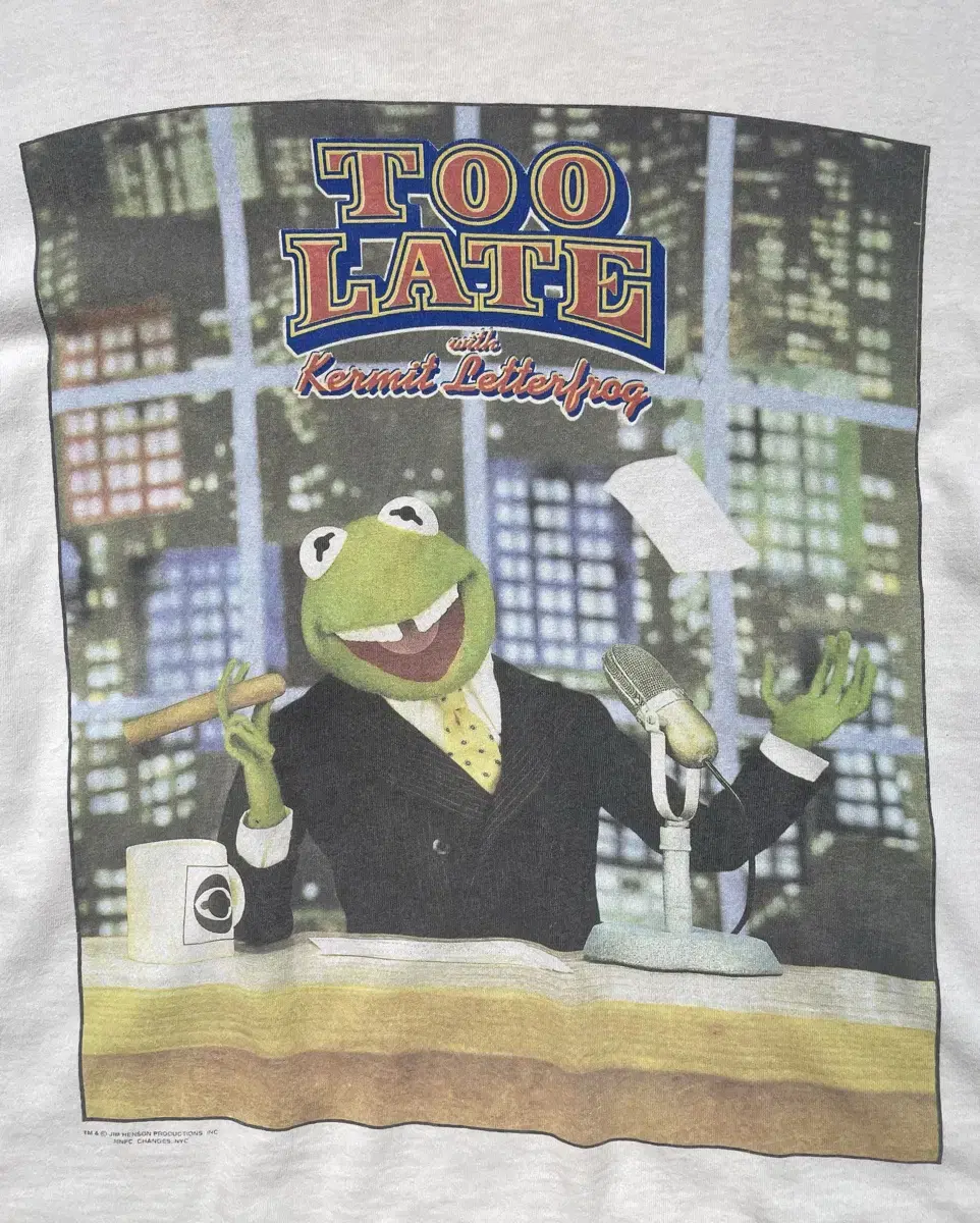 90s kermit(커밋) 패러디 티셔츠 (L)